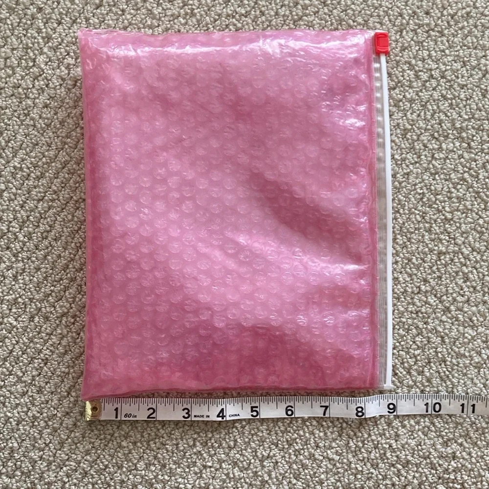 Glossier Bubble Pink Zipper Cosmetic Bag Pouch Slide Closure Like New 10.5” x 9”